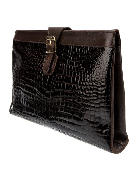 fendi bast clutch|fendi crocodile vintage clutch.